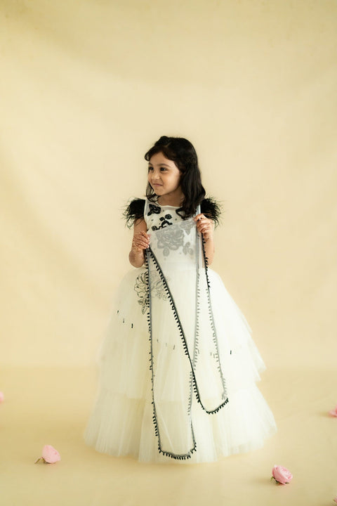 Pre-Order: Black/White Lehenga Set