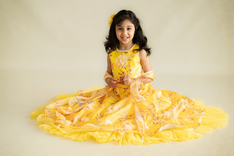 Pre-Order: Yellow Printed Lehenga Set