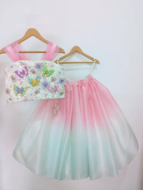 Pre-Order: Ombre Lehenga with Butterfly Top
