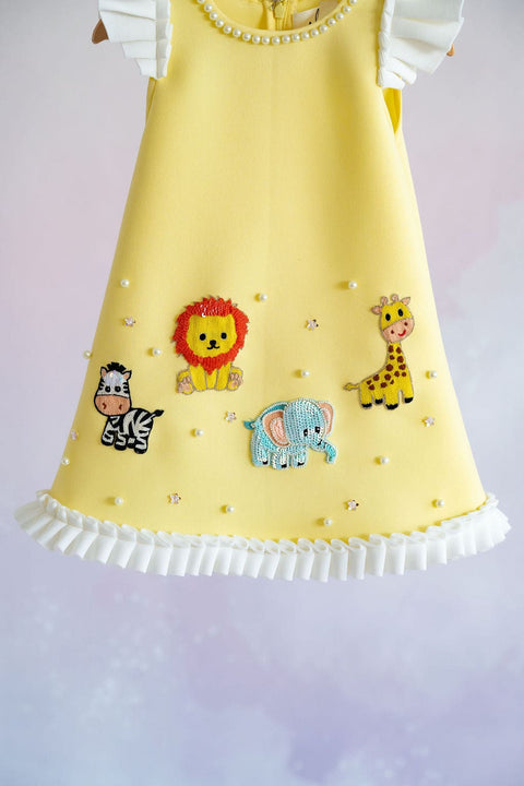 Pre-Order: Yellow animal A-line Dress