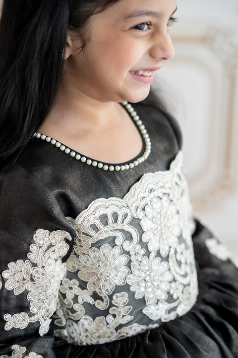 Pre-Order: Black lace shimmer gown