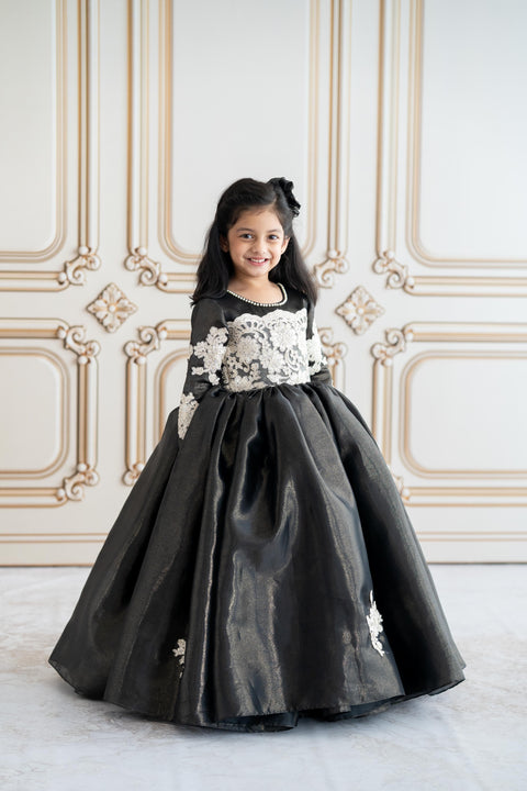 Pre-Order: Black lace shimmer gown