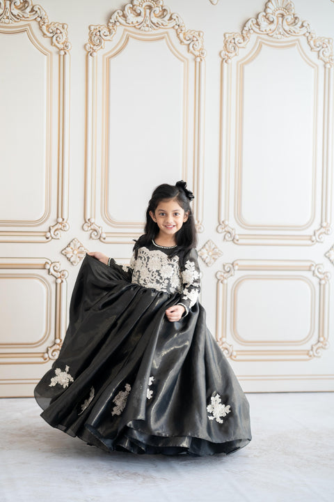 Pre-Order: Black lace shimmer gown