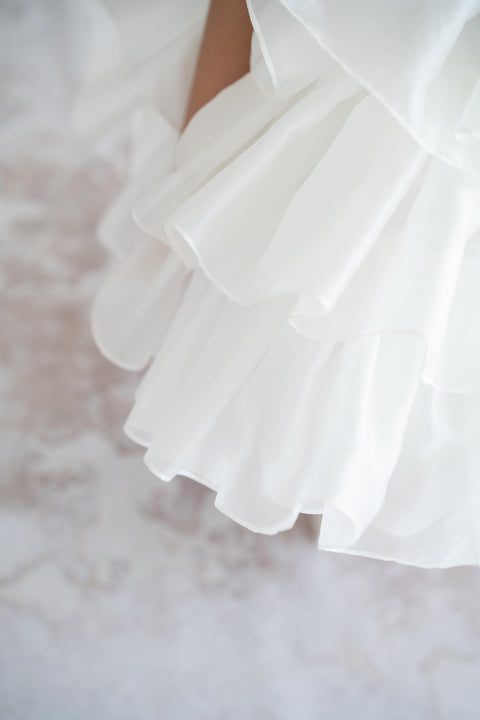 Pre-Order: Sequined layered white dress