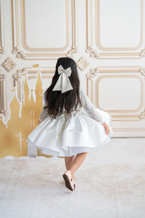 Pre-Order: Sequined layered white dress