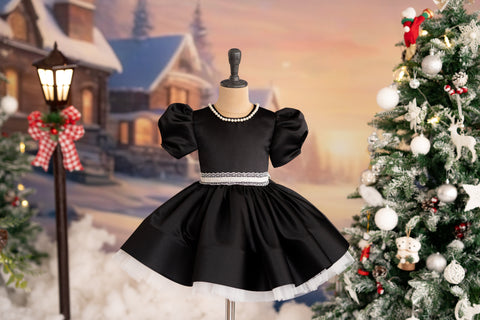 Pre-Order: Flared bridal satin dress with lace belt