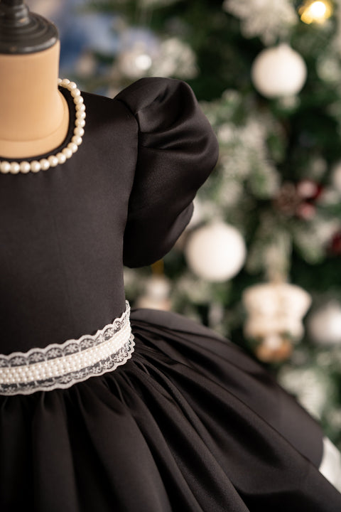 Pre-Order: Flared bridal satin dress with lace belt