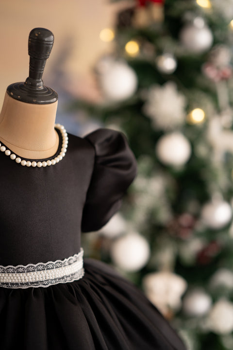 Pre-Order: Flared bridal satin dress with lace belt