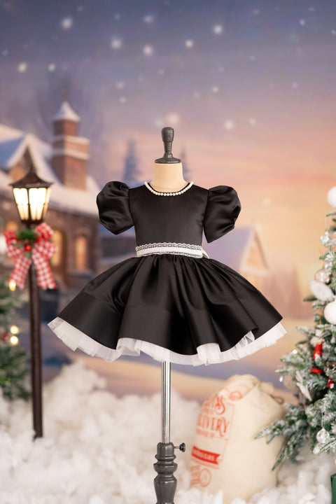 Pre-Order: Flared bridal satin dress with lace belt