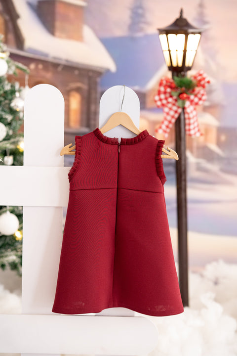 Pre-Order: Maroon pleated neoprene dress