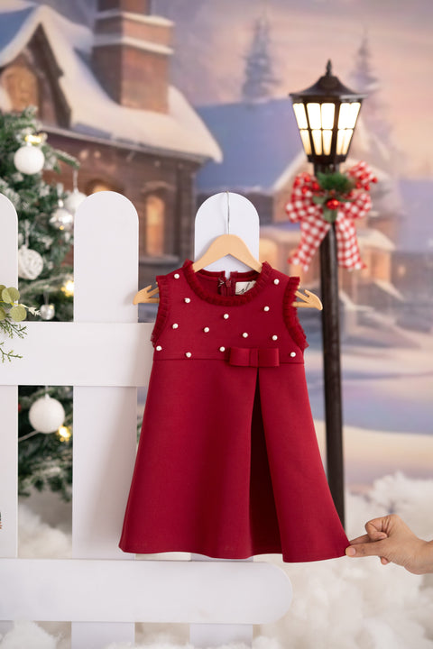 Pre-Order: Maroon pleated neoprene dress