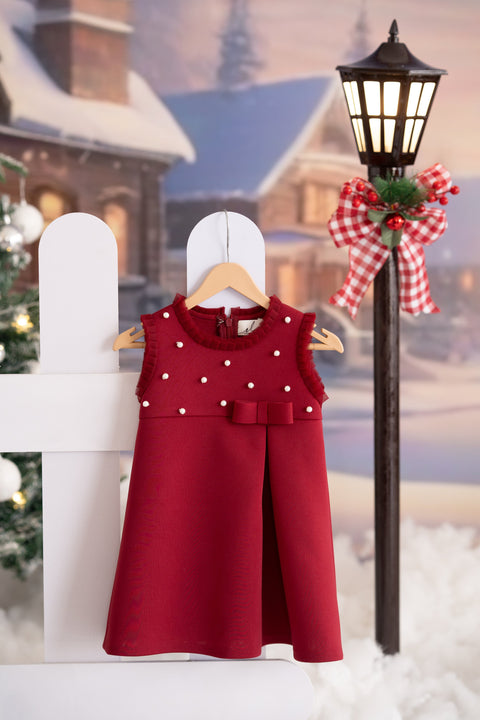 Pre-Order: Maroon pleated neoprene dress