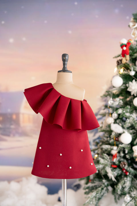 Pre-Order: Maroon one shoulder dress