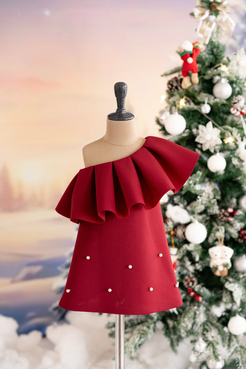 Pre-Order: Maroon one shoulder dress