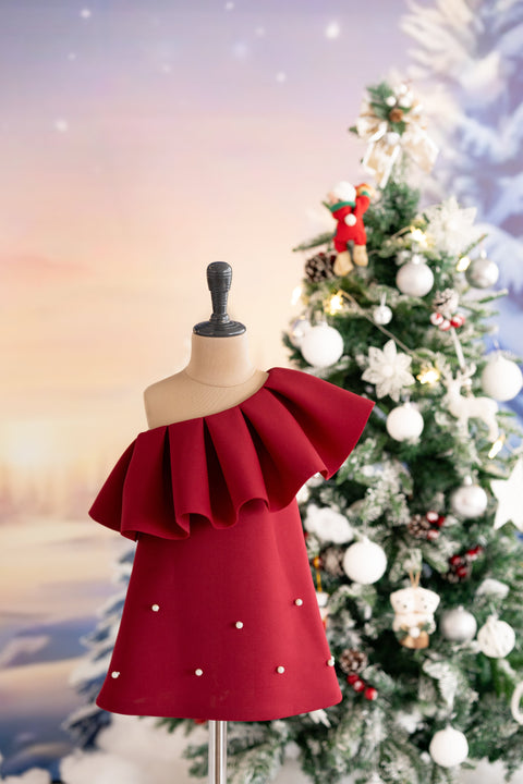 Pre-Order: Maroon one shoulder dress