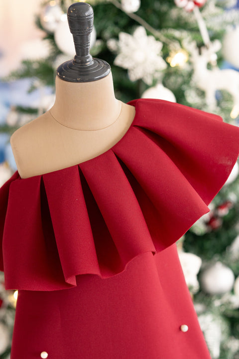 Pre-Order: Maroon one shoulder dress