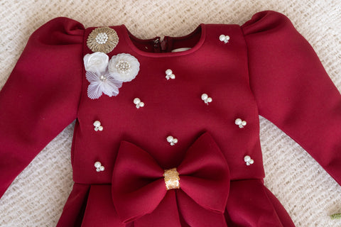 Pre-Order: Maroon baby set with booties and mittens