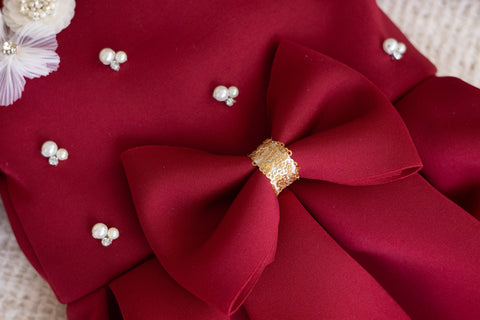 Pre-Order: Maroon baby set with booties and mittens