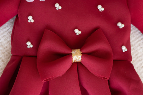 Pre-Order: Maroon baby set with booties and mittens