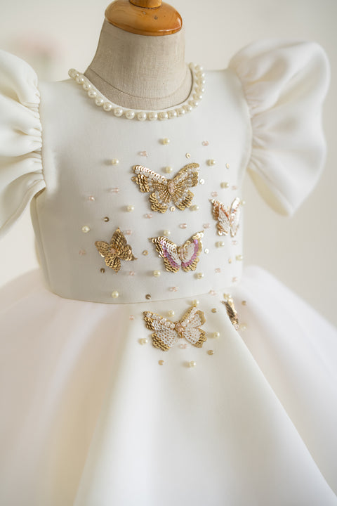 Pre-Order: Butterfly White Neo Dress With Flare