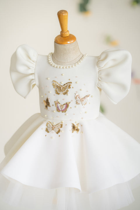 Pre-Order: Butterfly White Neo Dress With Flare