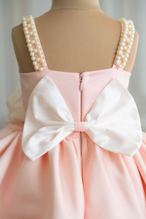 Pre-Order: Peach satin dress with pearl strap