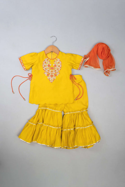Pre-Order: Mustard Knot Emb  Sharara Set