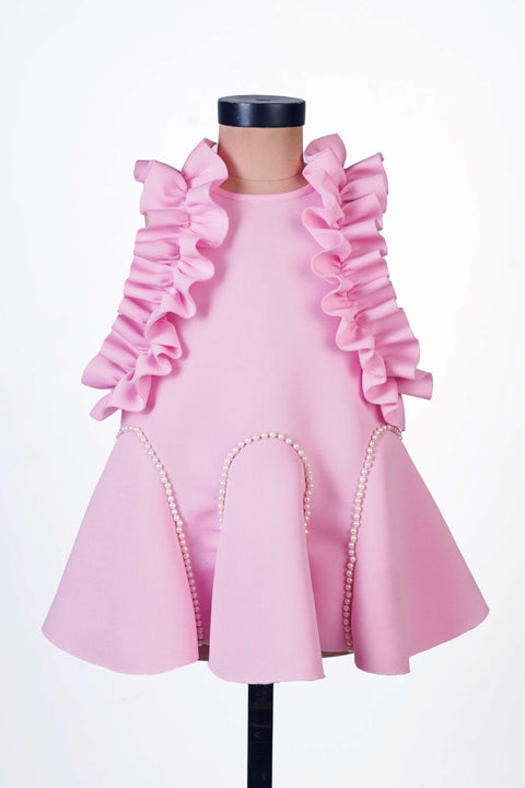 Pre-Order: Pink Neoprene A-line Dress