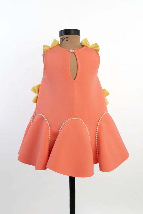 Pre-Order: Peach Neoprene A - Line Dress