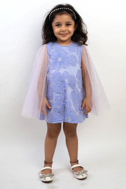 Pre-Order: Lilac Flower Cape Dress