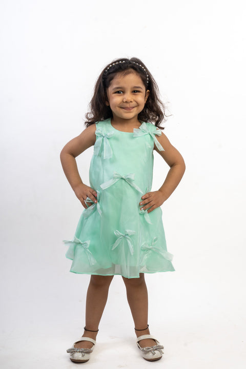 Pre-Order: Sea Green Organza Bow Dress
