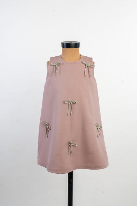 Pre-Order: Onion Pink Dress with Stone Bows
