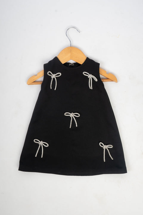 Pre-Order: Black Dress with Stone Bows
