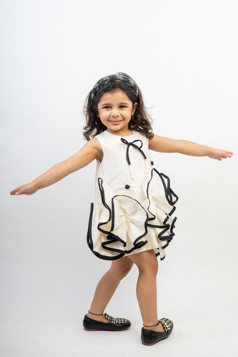 Pre-Order: White Black Ruffle Dress
