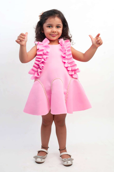 Pre-Order: Pink Neoprene A-line Dress