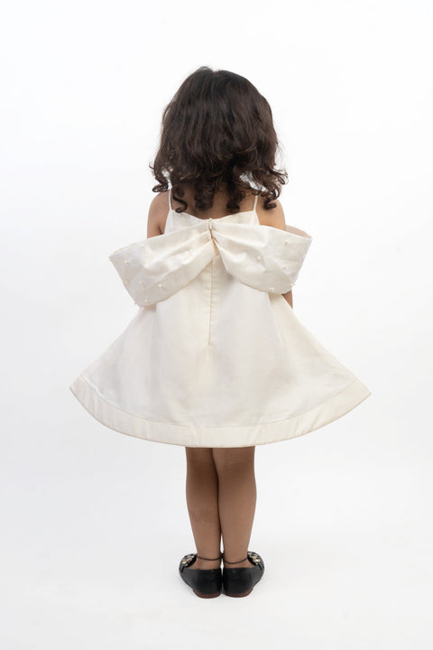 Pre-Order: White Bow Dress with Pearls
