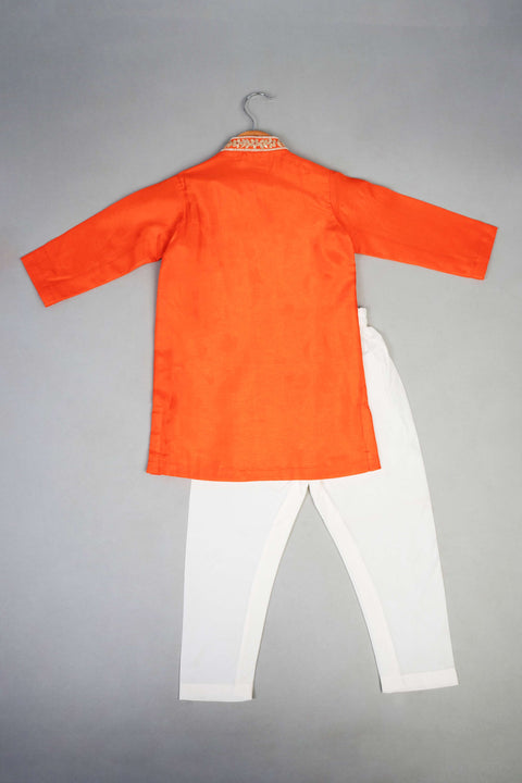 Pre-Order: Orange Knot Emb Kurta