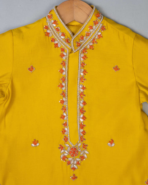 Pre-Order: Mustard Knot Emb Kurta