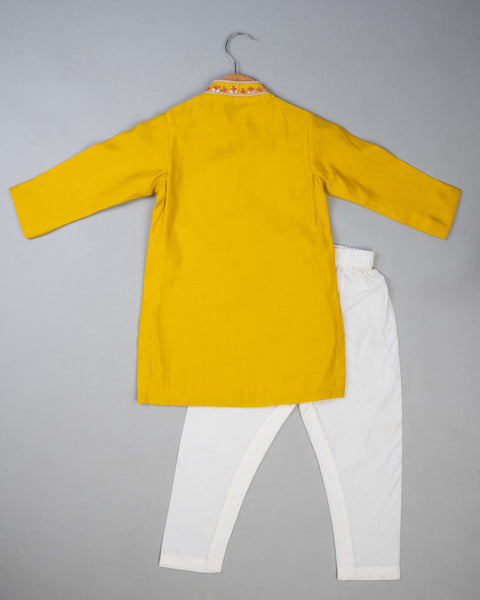 Pre-Order: Mustard Knot Emb Kurta