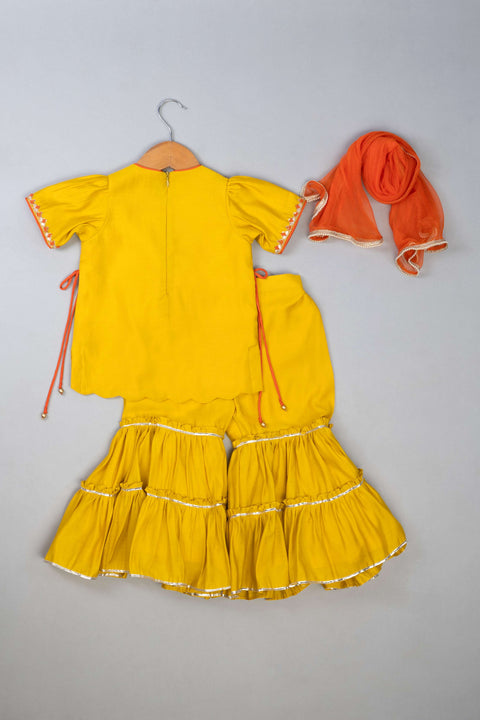 Pre-Order: Mustard Knot Emb  Sharara Set