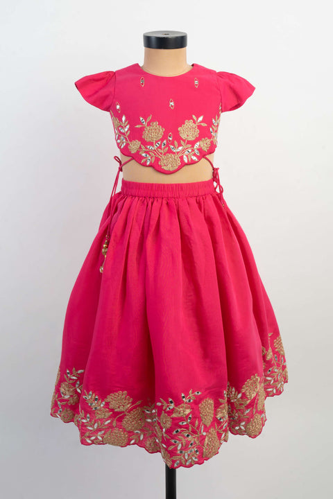 Pre-Order: Pink Mustard Thread Emb Ghagra