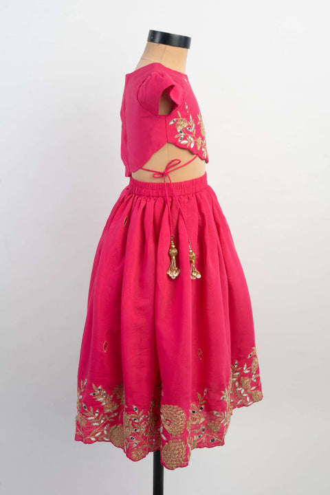 Pre-Order: Pink Mustard Thread Emb Ghagra