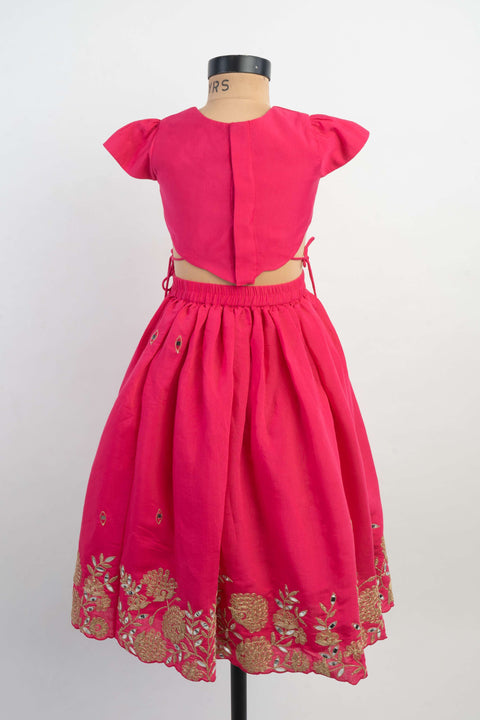 Pre-Order: Pink Mustard Thread Emb Ghagra