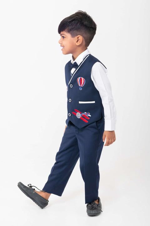 Pre-Order: AEROPLANE AND HOTAIR BALLOON EMBROIDERED WAISTCOAT SET