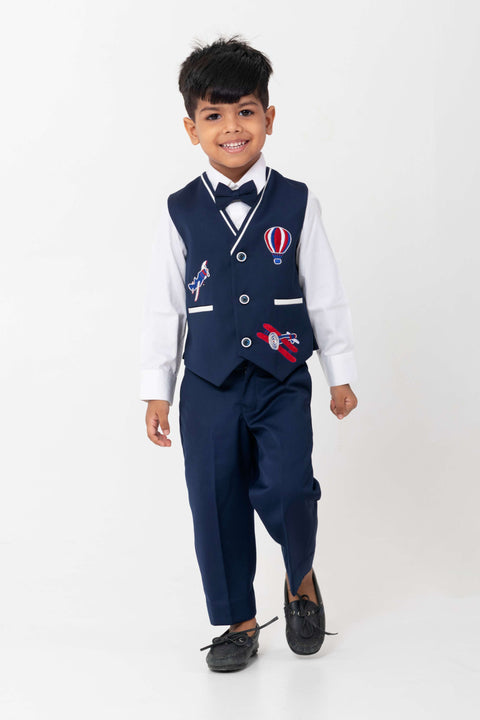 Pre-Order: AEROPLANE AND HOTAIR BALLOON EMBROIDERED WAISTCOAT SET