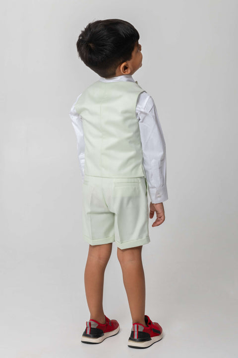 Pre-Order: SURFING DINO EMBROIDERED MINT COLOUR WAISTCOAT SET