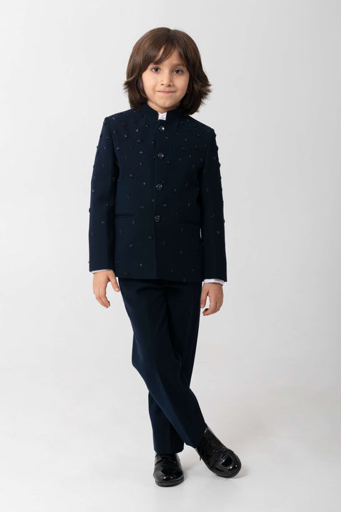 Pre-Order: ALL OVER SHIMMER EMBROIDERY ON BLUE BANDGALA