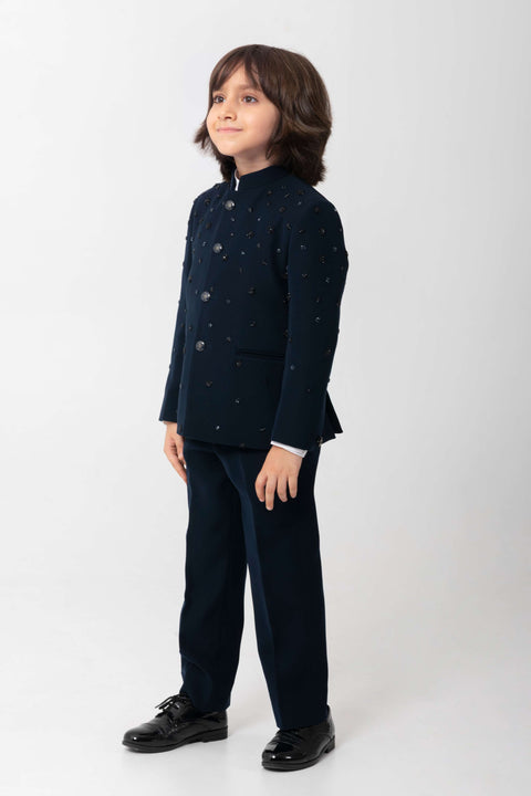 Pre-Order: ALL OVER SHIMMER EMBROIDERY ON BLUE BANDGALA