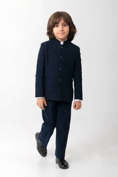 Pre-Order: ALL OVER SHIMMER EMBROIDERY ON BLUE BANDGALA