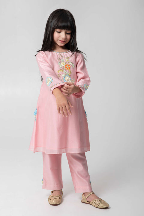 Pre-Order: COREL COLOUR SUIT WITH MATCHING PANTS WITH VERY CUTE PATCHWORK EMBROIDERY